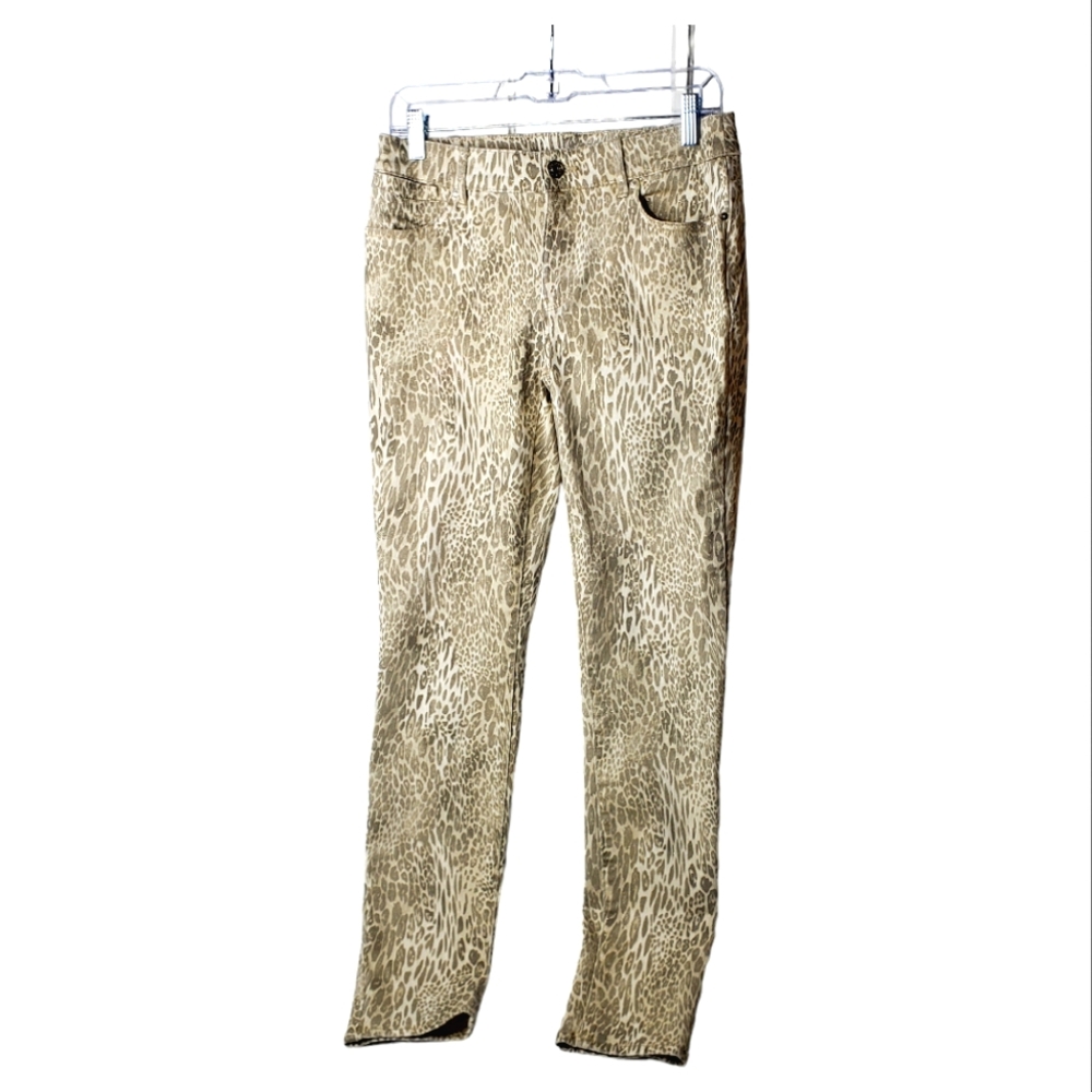 Chico's Platinum Jegging Skinny Animal Leopard Gold Sparkles Party Events Sz 00